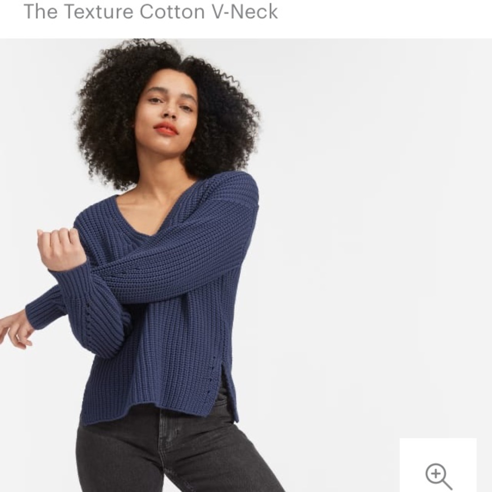 Everlane Blue Texture Cotton V Neck
